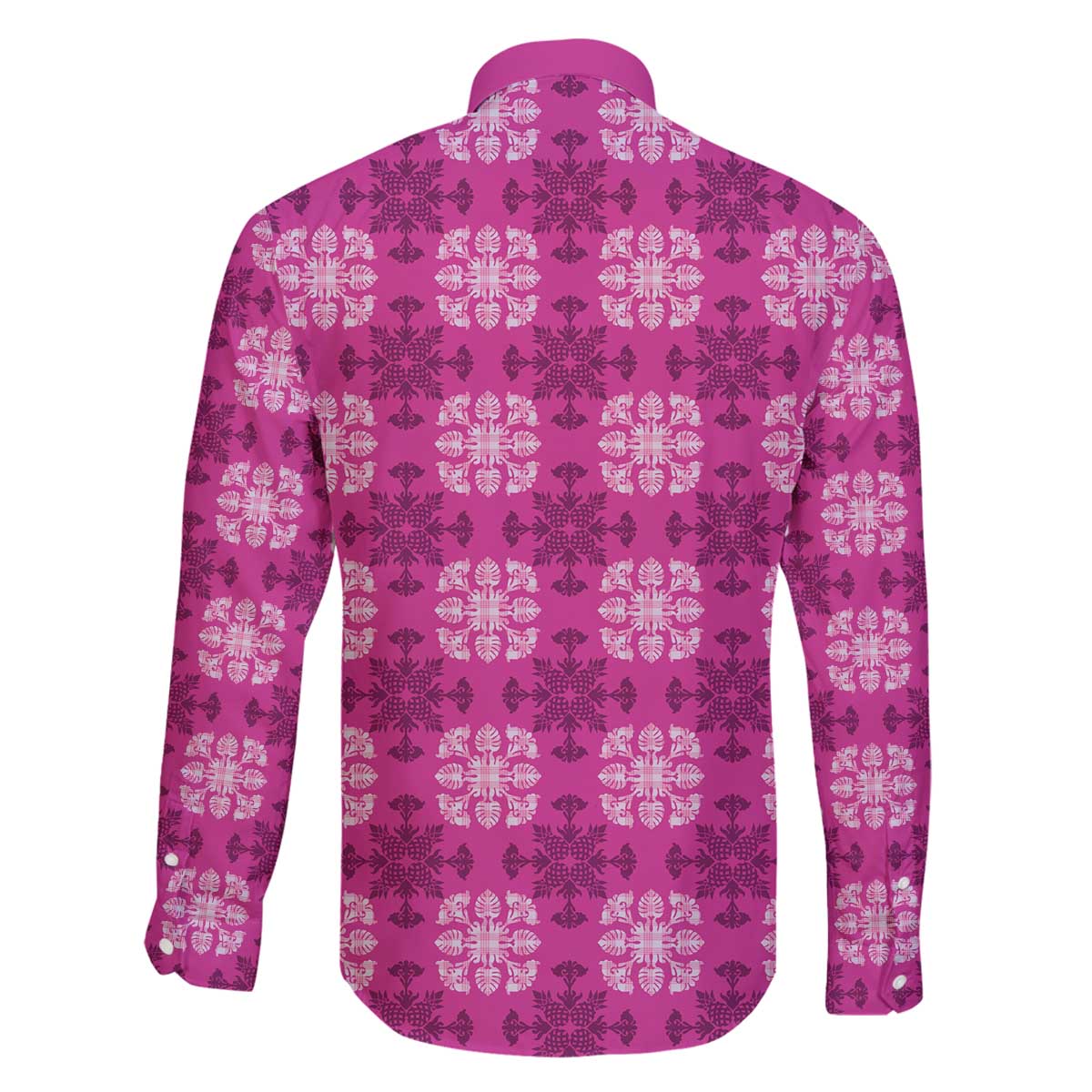 Pink Hawaiian Quilt Family Matching Off The Shoulder Long Sleeve Dress and Hawaiian Shirt Hawaii Pineapple Monstera Palaka Motifs LT14 - Polynesian Pride