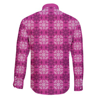 Pink Hawaiian Quilt Family Matching Off The Shoulder Long Sleeve Dress and Hawaiian Shirt Hawaii Pineapple Monstera Palaka Motifs LT14 - Polynesian Pride