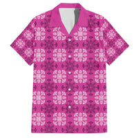 Pink Hawaiian Quilt Family Matching Summer Maxi Dress and Hawaiian Shirt Hawaii Pineapple Monstera Palaka Motifs LT14 Dad's Shirt - Short Sleeve Pink - Polynesian Pride