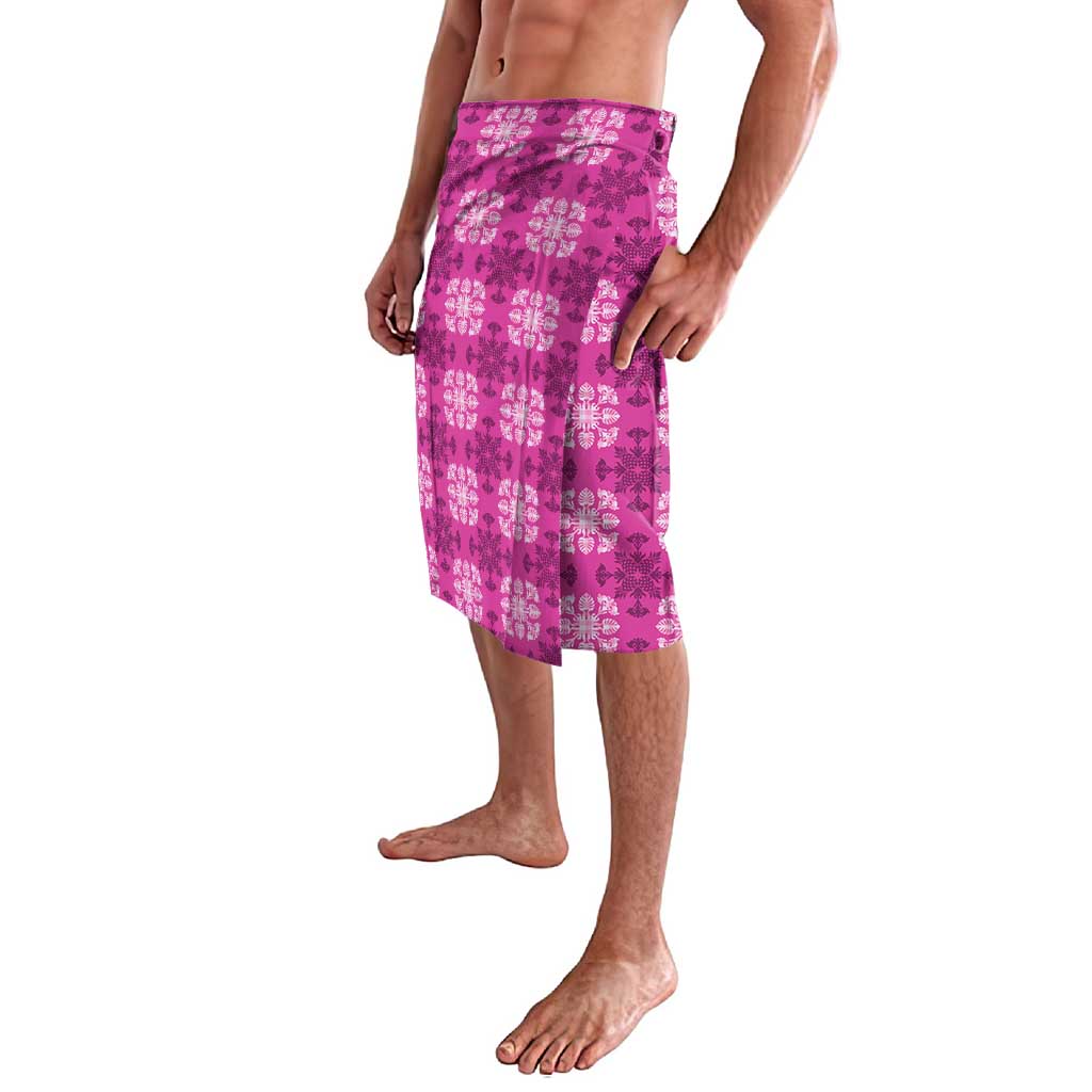 Pink Hawaiian Quilt Lavalava Hawaii Pineapple Monstera Palaka Motifs - Polynesian Pride