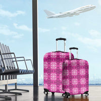 Pink Hawaiian Quilt Luggage Cover Hawaii Pineapple Monstera Palaka Motifs - Polynesian Pride