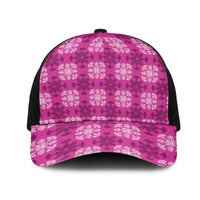 Pink Hawaiian Quilt Mesh Trucker Cap Hawaii Pineapple Monstera Palaka Motifs - Polynesian Pride