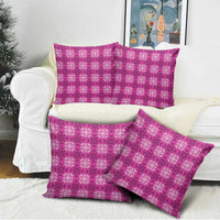 Pink Hawaiian Quilt Pillow Cover Hawaii Pineapple Monstera Palaka Motifs - Polynesian Pride