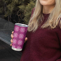 Pink Hawaiian Quilt Tumbler Cup Hawaii Pineapple Monstera Palaka Motifs - Polynesian Pride
