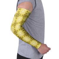 Yellow Hawaiian Quilt Arm Sleeves Hawaii Pineapple Monstera Palaka Motifs - Polynesian Pride