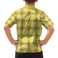 Yellow Hawaiian Quilt Family Matching Long Sleeve Bodycon Dress and Hawaiian Shirt Hawaii Pineapple Monstera Palaka Motifs LT14 - Polynesian Pride