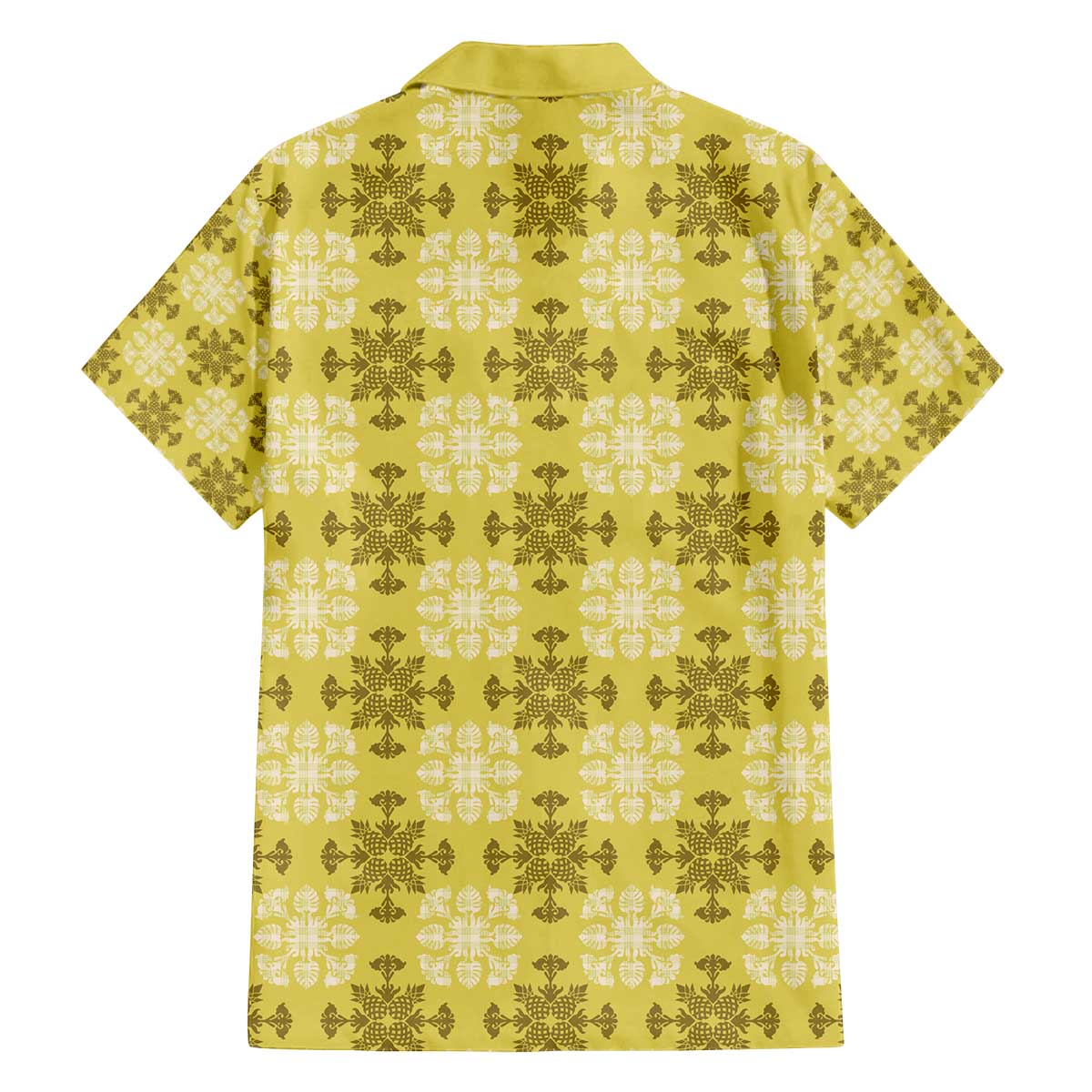 Yellow Hawaiian Quilt Family Matching Off The Shoulder Long Sleeve Dress and Hawaiian Shirt Hawaii Pineapple Monstera Palaka Motifs LT14 - Polynesian Pride