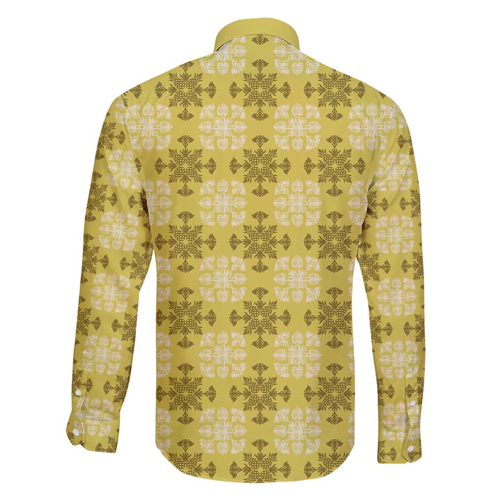 Yellow Hawaiian Quilt Family Matching Short Sleeve Bodycon Dress and Hawaiian Shirt Hawaii Pineapple Monstera Palaka Motifs LT14 - Polynesian Pride