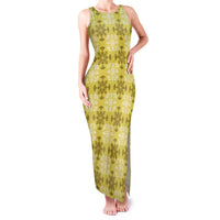 Yellow Hawaiian Quilt Family Matching Tank Maxi Dress and Hawaiian Shirt Hawaii Pineapple Monstera Palaka Motifs LT14 Mom's Dress Yellow - Polynesian Pride