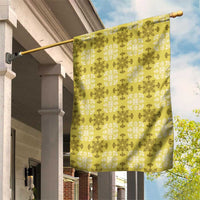 Yellow Hawaiian Quilt Garden Flag Hawaii Pineapple Monstera Palaka Motifs - Polynesian Pride