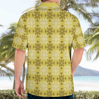 Yellow Hawaiian Quilt Hawaiian Shirt Hawaii Pineapple Monstera Palaka Motifs - Polynesian Pride