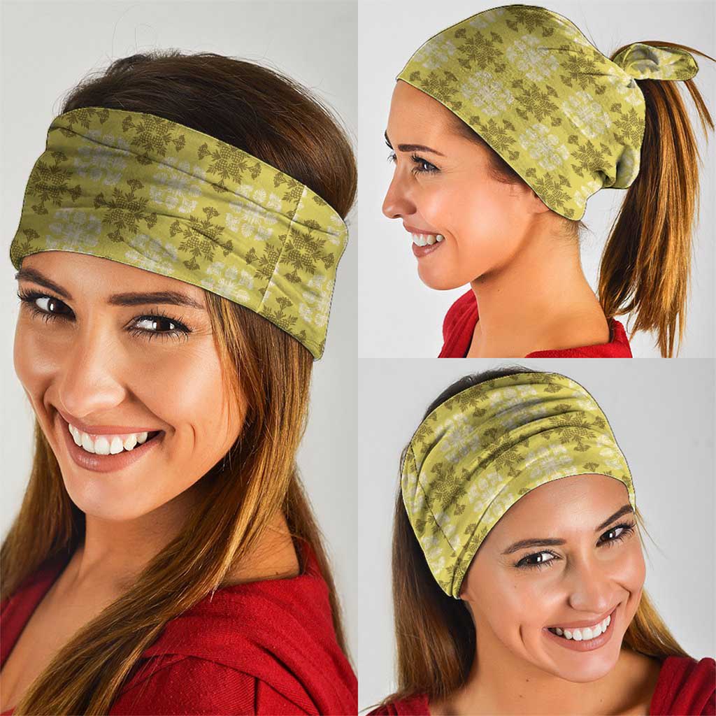 Yellow Hawaiian Quilt Neck Gaiter Hawaii Pineapple Monstera Palaka Motifs LT14 - Polynesian Pride