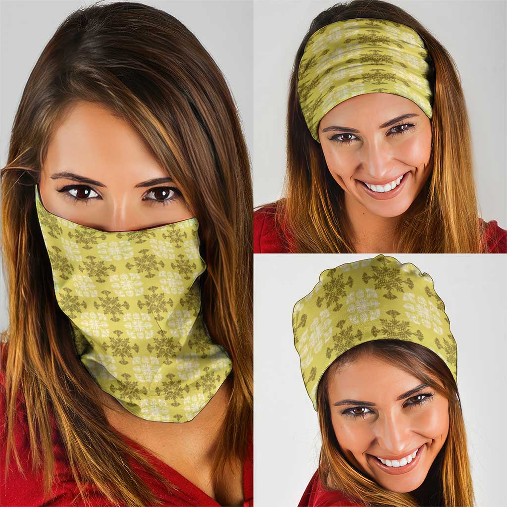 Yellow Hawaiian Quilt Neck Gaiter Hawaii Pineapple Monstera Palaka Motifs LT14 - Polynesian Pride