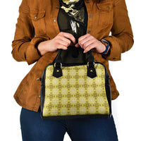 Yellow Hawaiian Quilt Shoulder Handbag Hawaii Pineapple Monstera Palaka Motifs - Polynesian Pride