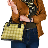 Yellow Hawaiian Quilt Shoulder Handbag Hawaii Pineapple Monstera Palaka Motifs - Polynesian Pride