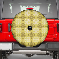 Yellow Hawaiian Quilt Spare Tire Cover Hawaii Pineapple Monstera Palaka Motifs - Polynesian Pride