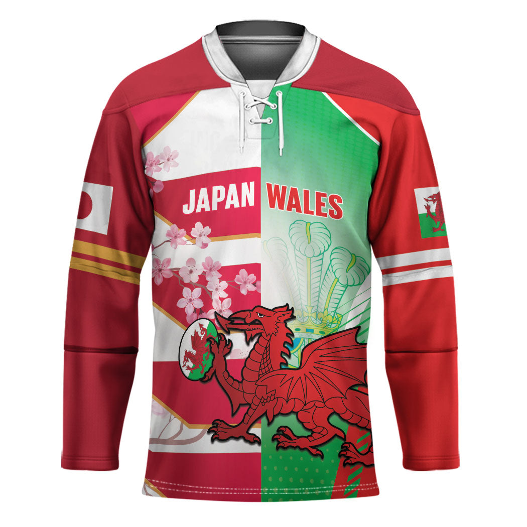 Japan and Wales Rugby Custom Hockey Jersey Brave Blossoms Welsh Dragon Together LT14 Unisex Red - Polynesian Pride
