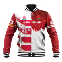 Japan and England Rugby Custom Baseball Jacket Brave Blossoms Red Roses Together LT14 Unisex Red - Polynesian Pride