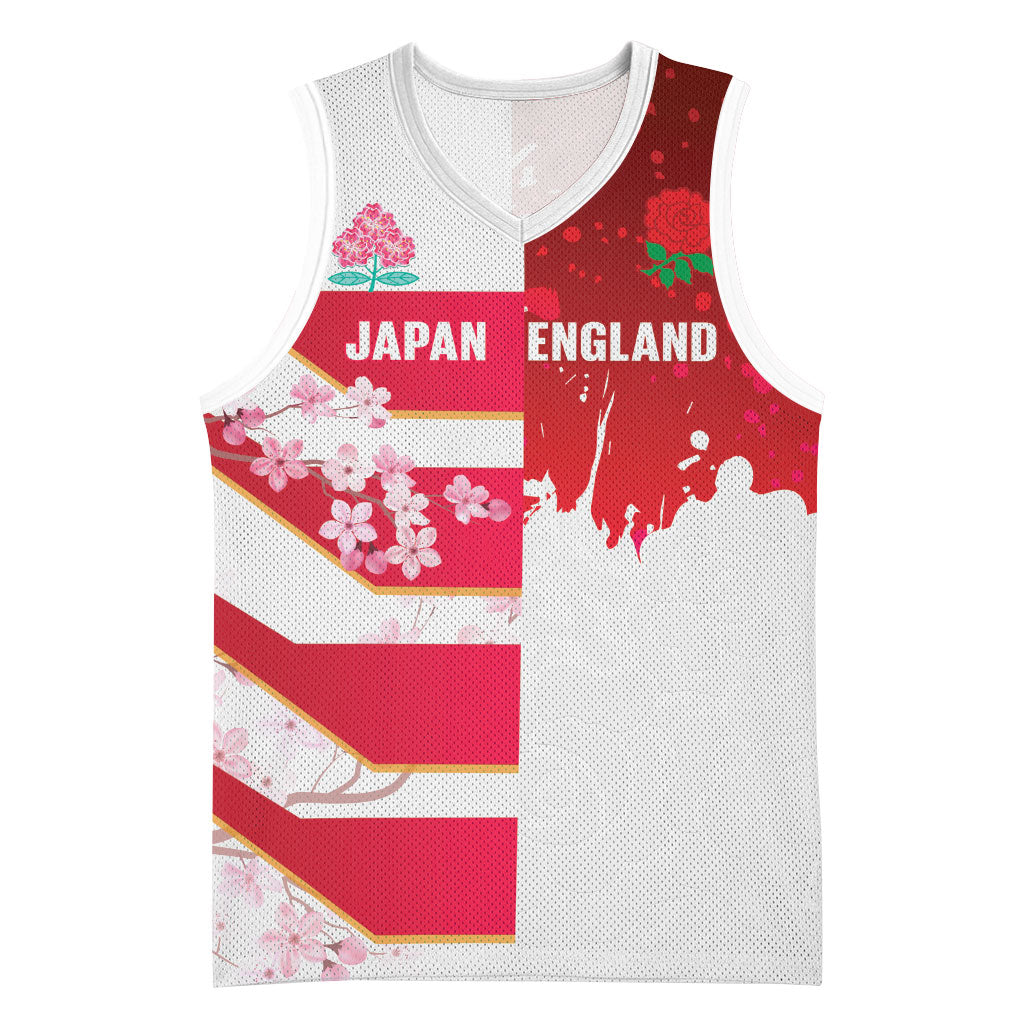 Japan and England Rugby Custom Basketball Jersey Brave Blossoms Red Roses Together LT14 Unisex Red - Polynesian Pride