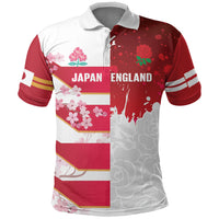 Japan and England Rugby Custom Polo Shirt Brave Blossoms Red Roses Together LT14 Red - Polynesian Pride