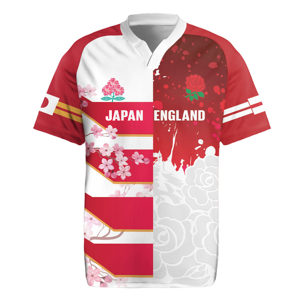 Japan and England Rugby Custom Rugby Jersey Brave Blossoms Red Roses Together LT14 Red - Polynesian Pride