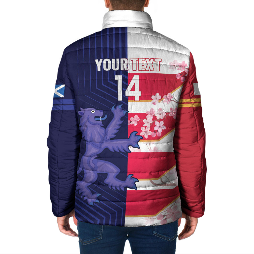 Japan and Scotland Rugby Custom Padded Jacket Brave Blossoms Scottish Thistle Together LT14 - Polynesian Pride