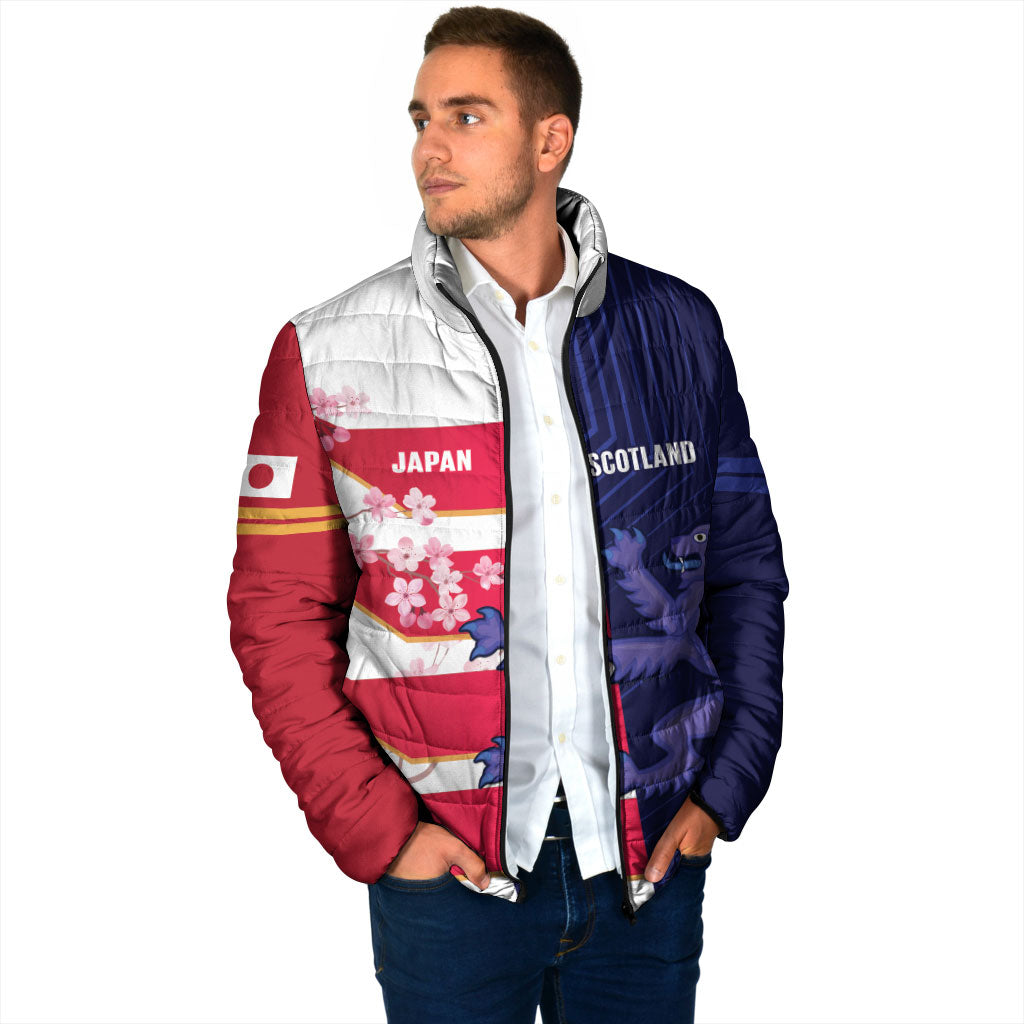 Japan and Scotland Rugby Custom Padded Jacket Brave Blossoms Scottish Thistle Together LT14 - Polynesian Pride