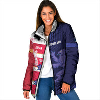 Japan and Scotland Rugby Custom Padded Jacket Brave Blossoms Scottish Thistle Together LT14 Women Multicolor - Polynesian Pride