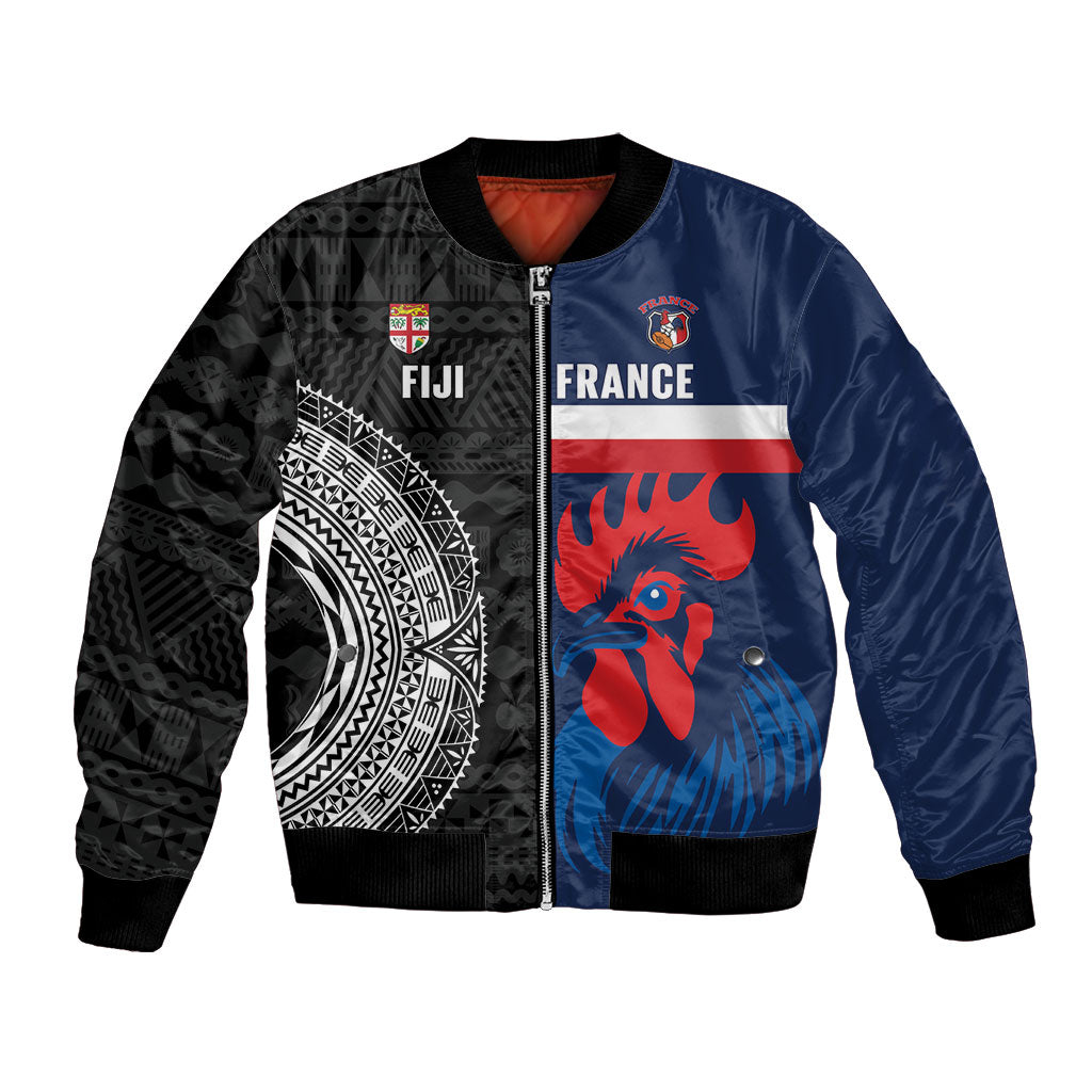 Fiji and France Rugby Custom Bomber Jacket Flying Fijian Les Bleus Together LT14 Unisex Multicolor - Polynesian Pride