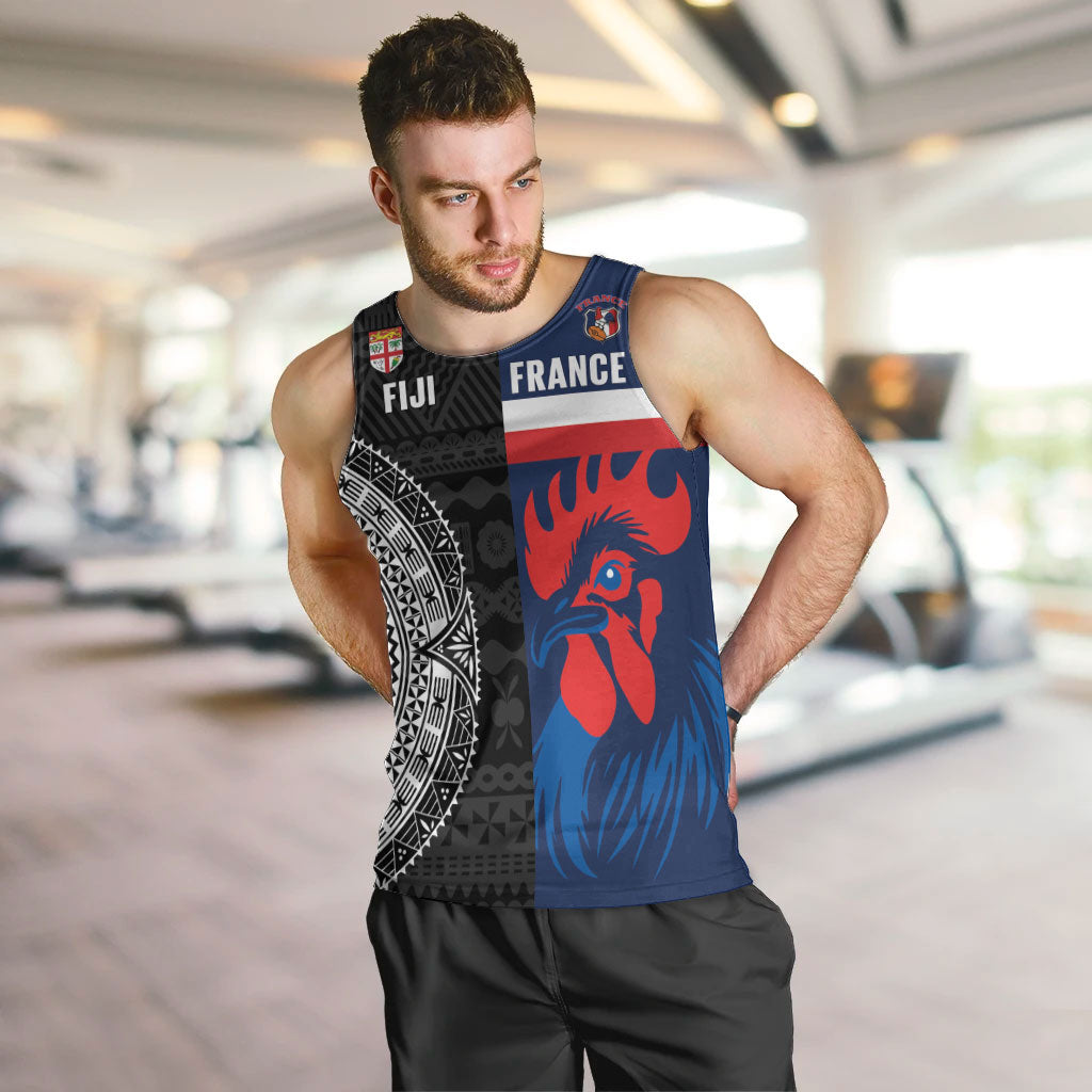 Fiji and France Rugby Custom Men Tank Top Flying Fijian Les Bleus Together