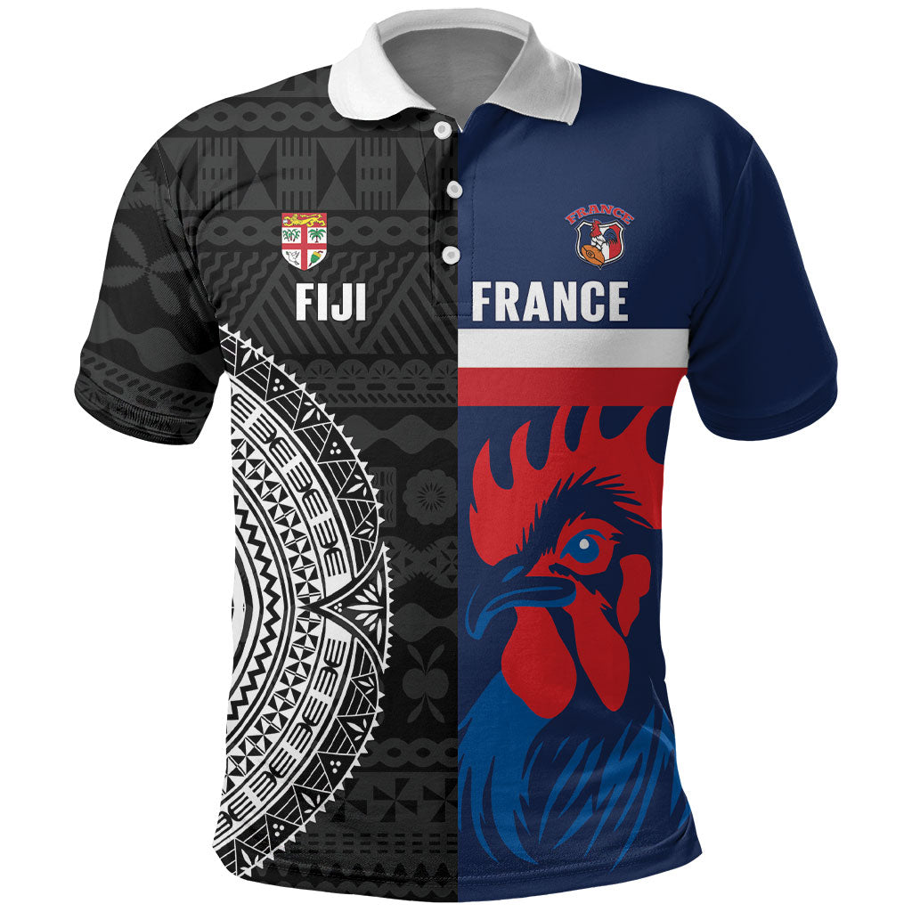 Fiji and France Rugby Custom Polo Shirt Flying Fijian Les Bleus Together LT14 Multicolor - Polynesian Pride