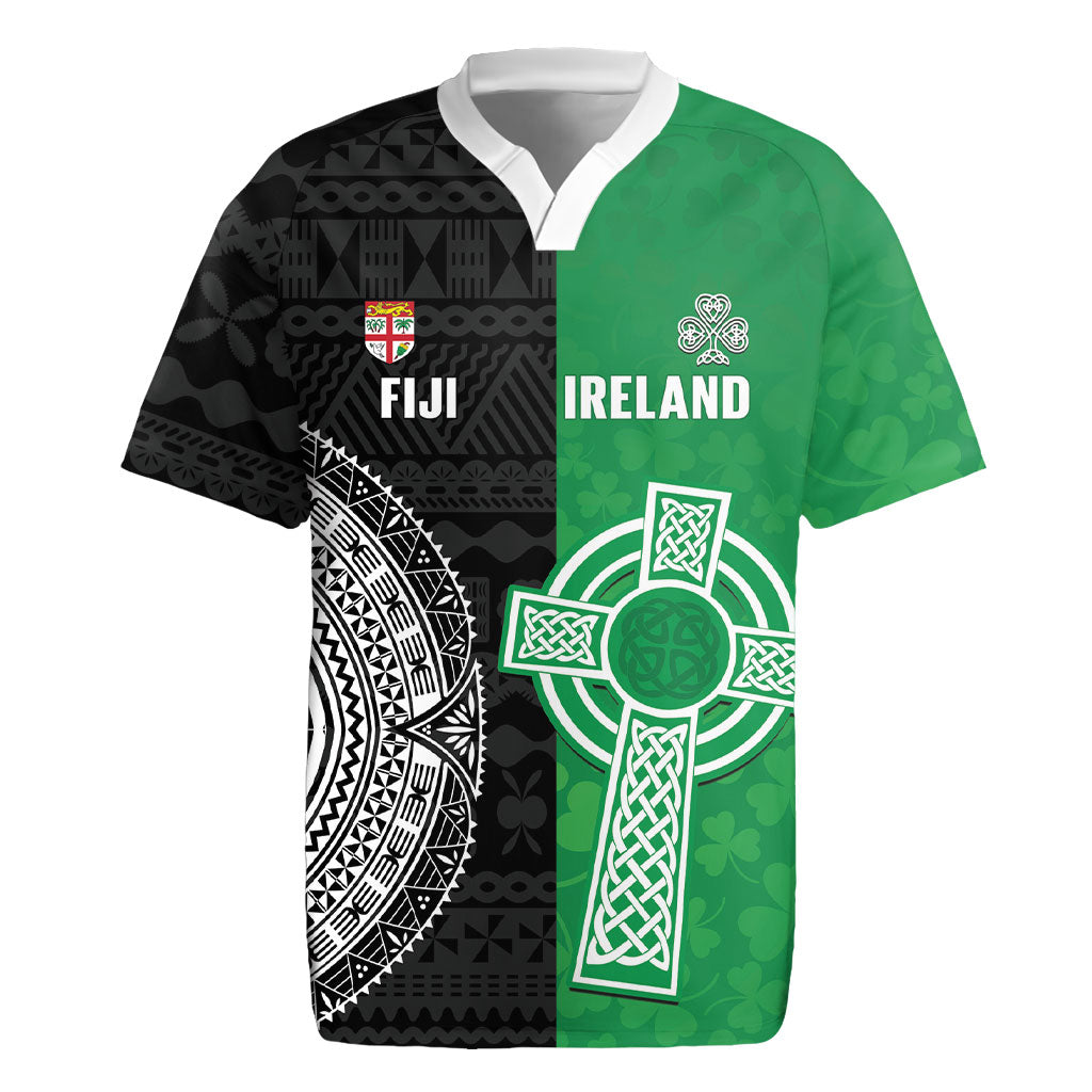 Fiji and Ireland Rugby Custom Rugby Jersey Flying Fijian Irish Shamrocks Together LT14 Multicolor - Polynesian Pride