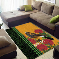 Personalized Hawaii Akohekohe Ohia Lehua Area Rug Crested Honeycreeper Kakau Hawaiian Pattern LT14 - Polynesian Pride