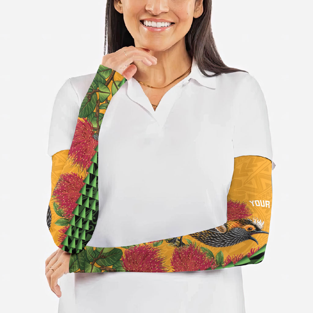 Personalized Hawaii Akohekohe Ohia Lehua Arm Sleeves Crested Honeycreeper Kakau Hawaiian Pattern LT14 - Polynesian Pride