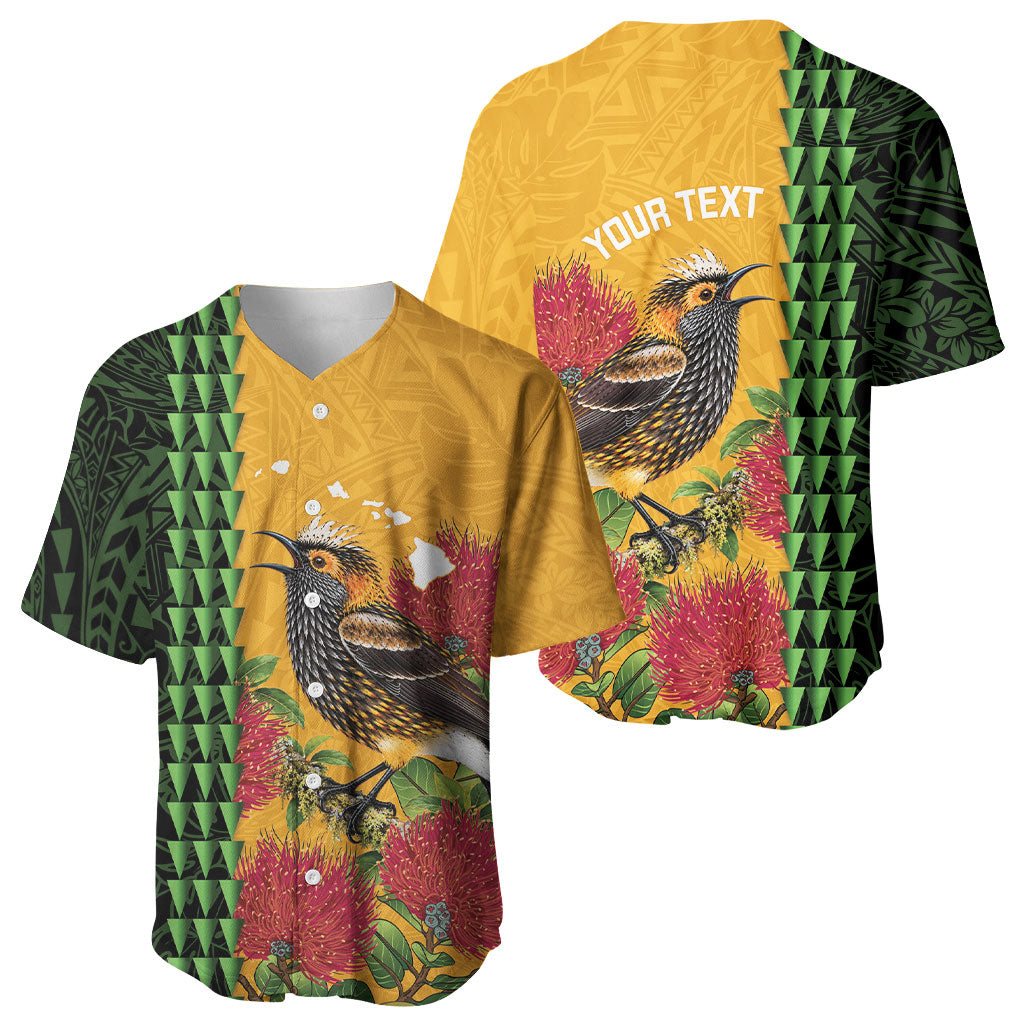 Personalized Hawaii Akohekohe Ohia Lehua Baseball Jersey Crested Honeycreeper Kakau Hawaiian Pattern LT14 - Polynesian Pride