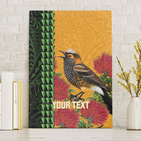 Personalized Hawaii Akohekohe Ohia Lehua Canvas Wall Art Crested Honeycreeper Kakau Hawaiian Pattern LT14 Without Frame Orange - Polynesian Pride