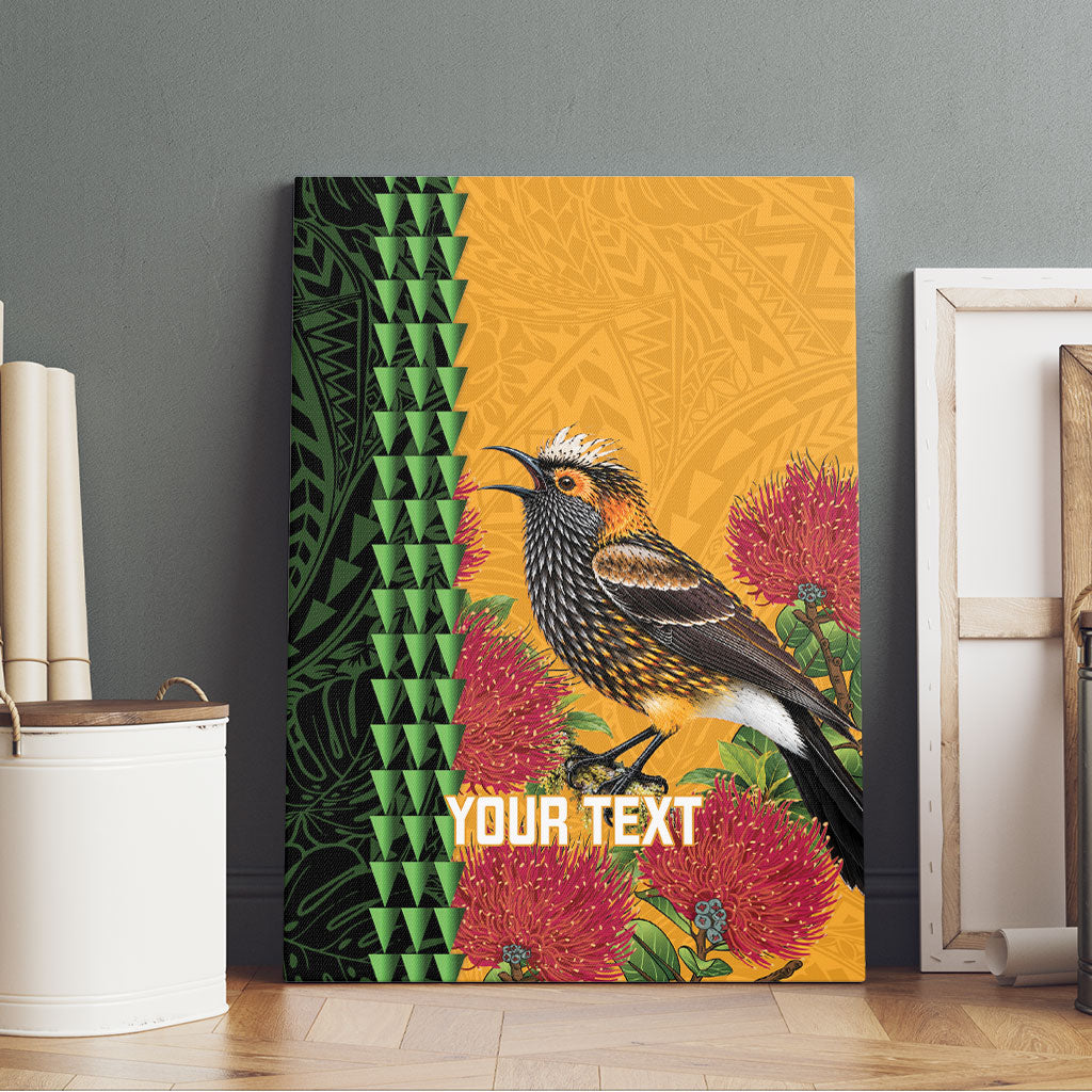 Personalized Hawaii Akohekohe Ohia Lehua Canvas Wall Art Crested Honeycreeper Kakau Hawaiian Pattern LT14 - Polynesian Pride