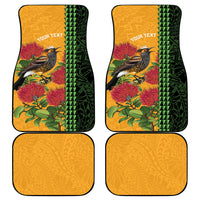 Personalized Hawaii Akohekohe Ohia Lehua Car Mats Crested Honeycreeper Kakau Hawaiian Pattern LT14 - Polynesian Pride