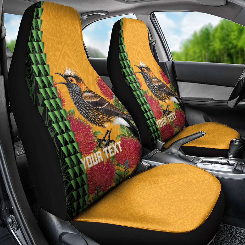 Personalized Hawaii Akohekohe Ohia Lehua Car Seat Cover Crested Honeycreeper Kakau Hawaiian Pattern LT14 - Polynesian Pride