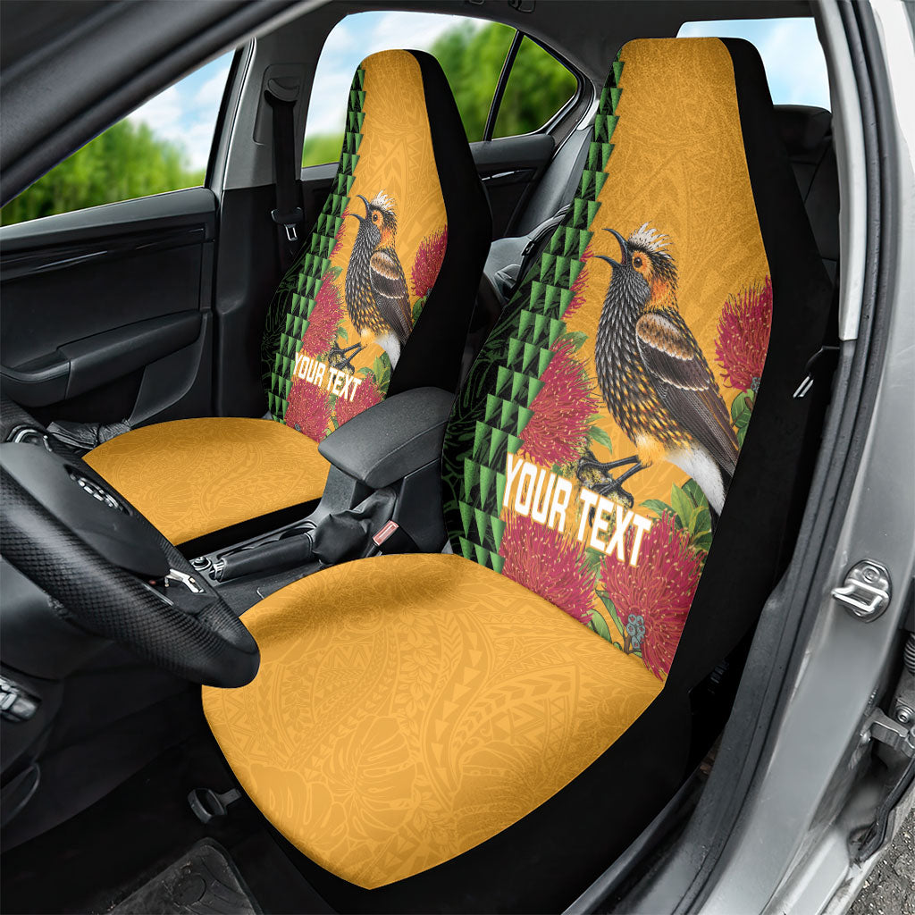 Personalized Hawaii Akohekohe Ohia Lehua Car Seat Cover Crested Honeycreeper Kakau Hawaiian Pattern LT14 - Polynesian Pride