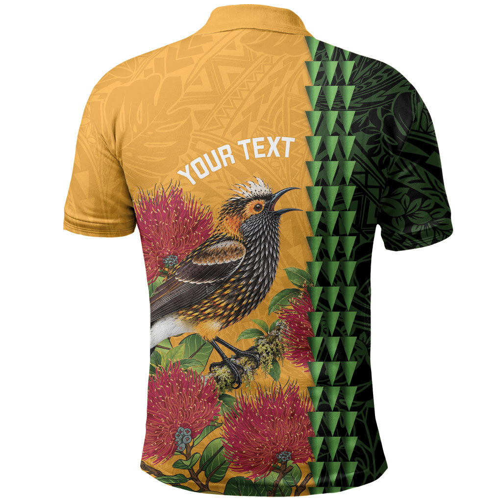 Personalized Hawaii Akohekohe Ohia Lehua Polo Shirt Crested Honeycreeper Kakau Hawaiian Pattern LT14 - Polynesian Pride