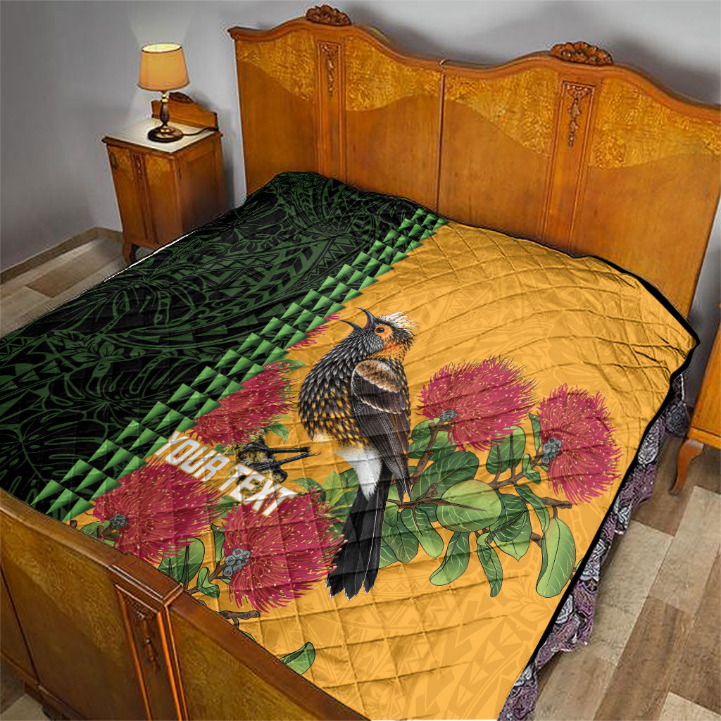 Personalized Hawaii Akohekohe Ohia Lehua Quilt Crested Honeycreeper Kakau Hawaiian Pattern LT14 - Polynesian Pride