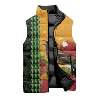 Personalized Hawaii Akohekohe Ohia Lehua Sleeveless Puffer Jacket Crested Honeycreeper Kakau Hawaiian Pattern LT14 - Polynesian Pride