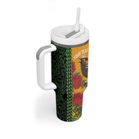 Personalized Hawaii Akohekohe Ohia Lehua Tumbler With Handle Crested Honeycreeper Kakau Hawaiian Pattern LT14 - Polynesian Pride