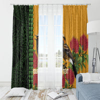 Personalized Hawaii Akohekohe Ohia Lehua Window Curtain Crested Honeycreeper Kakau Hawaiian Pattern LT14 - Polynesian Pride