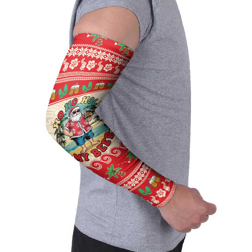 Mele Kalikimaka Hawaii Arm Sleeves Funny Beer-Loving Santa Hawaiian Tropical - Polynesian Pride