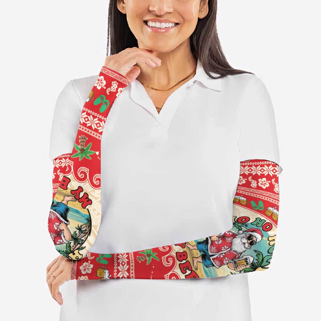 Mele Kalikimaka Hawaii Arm Sleeves Funny Beer-Loving Santa Hawaiian Tropical - Polynesian Pride