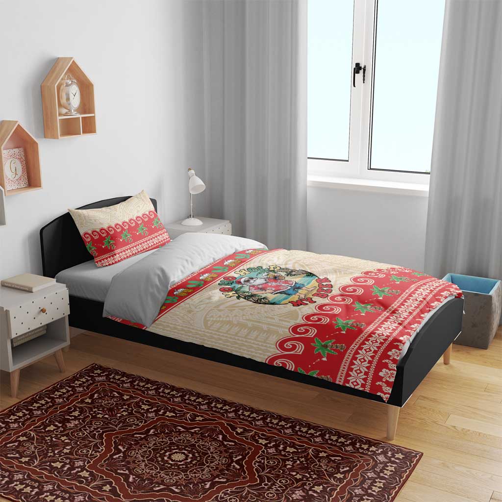 Mele Kalikimaka Hawaii Bedding Set Funny Beer-Loving Santa Hawaiian Tropical - Polynesian Pride