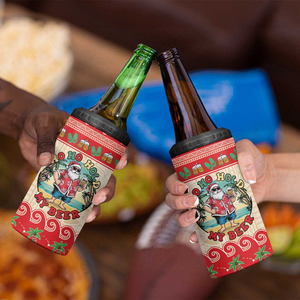 Mele Kalikimaka Hawaii 4 in 1 Can Cooler Tumbler Funny Beer-Loving Santa Hawaiian Tropical - Polynesian Pride