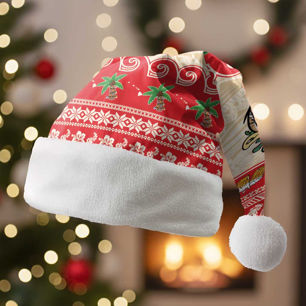 Mele Kalikimaka Hawaii Christmas Santa Hat Funny Beer-Loving Santa Hawaiian Tropical - Polynesian Pride